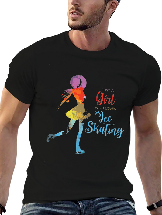 Ice Skating Girl Black T-Shirt