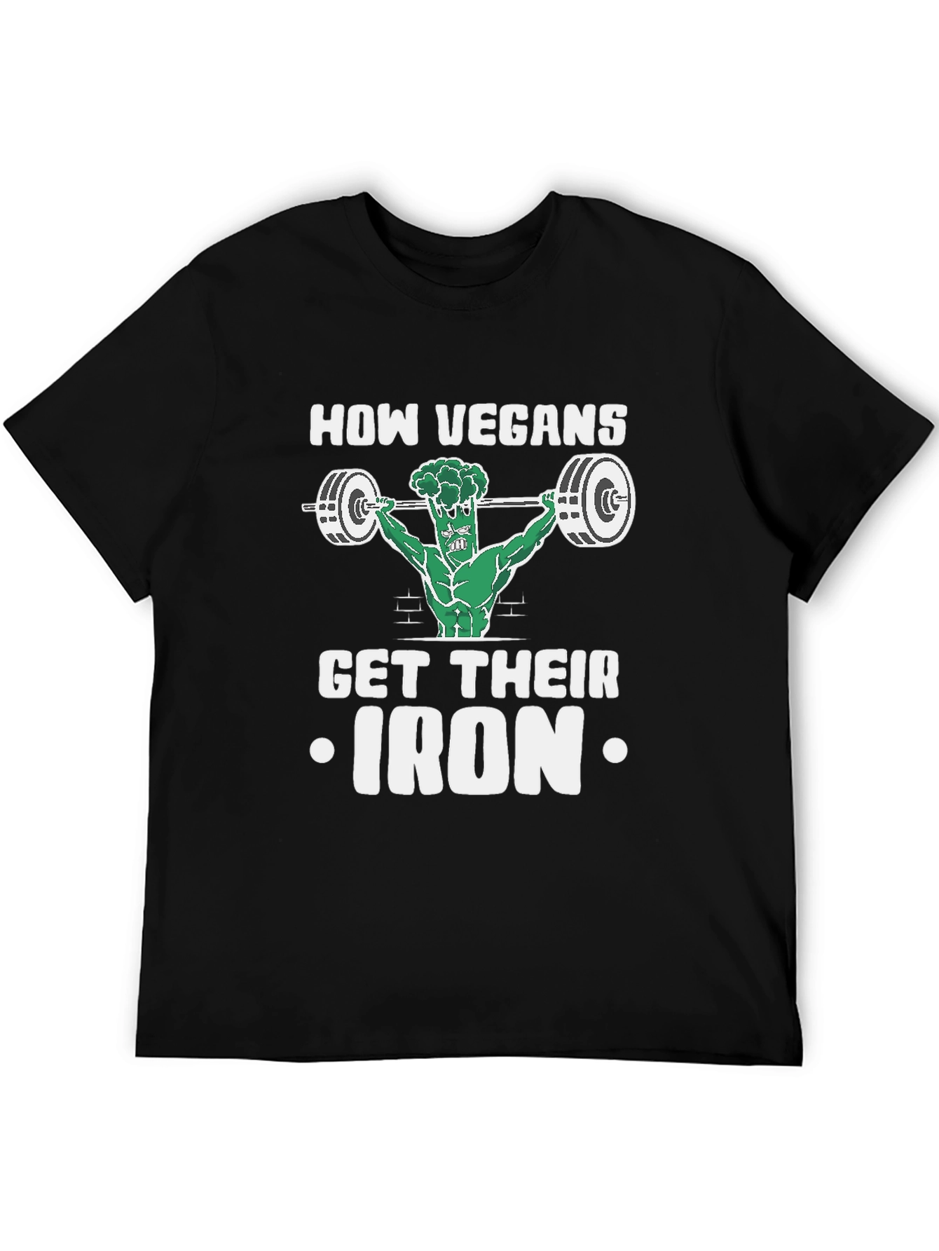 Vegan Iron T-Shirt - Weightlifting Broccoli Design
