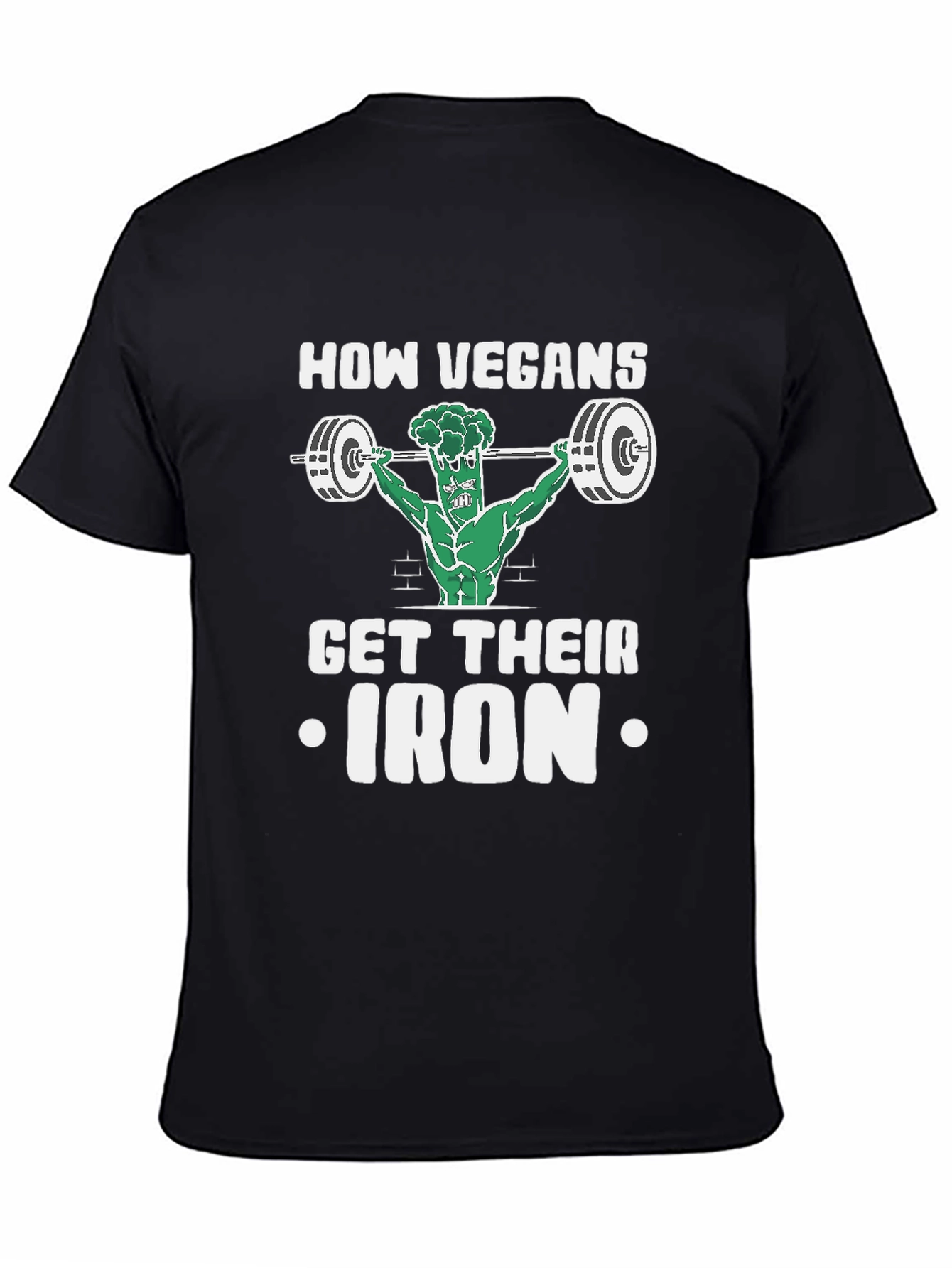 Vegan Iron T-Shirt - Weightlifting Broccoli Design