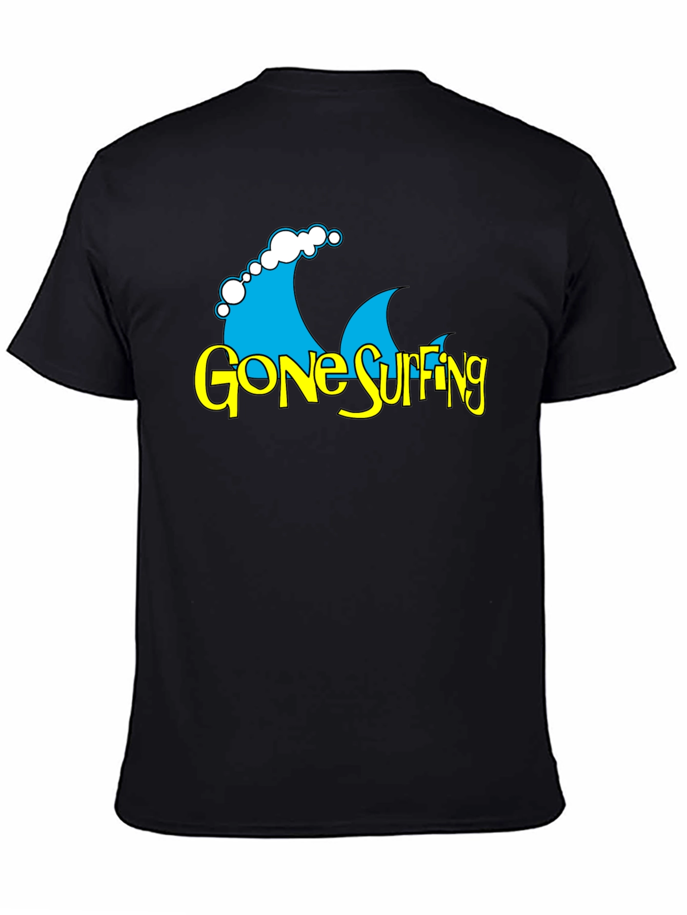 Gone Surfing Graphic T-Shirt - Black Cotton Tee