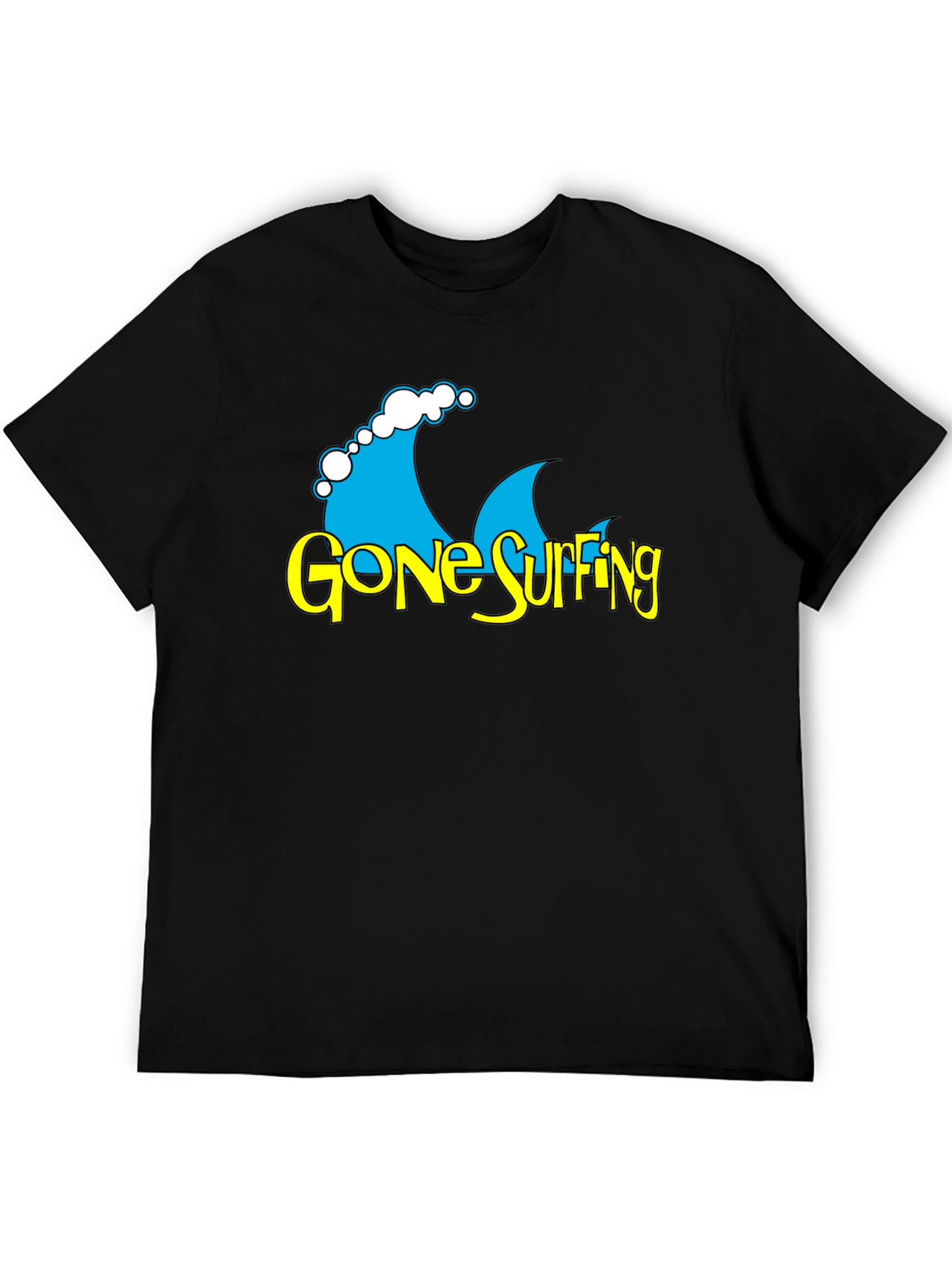 Gone Surfing Graphic T-Shirt - Black Cotton Tee