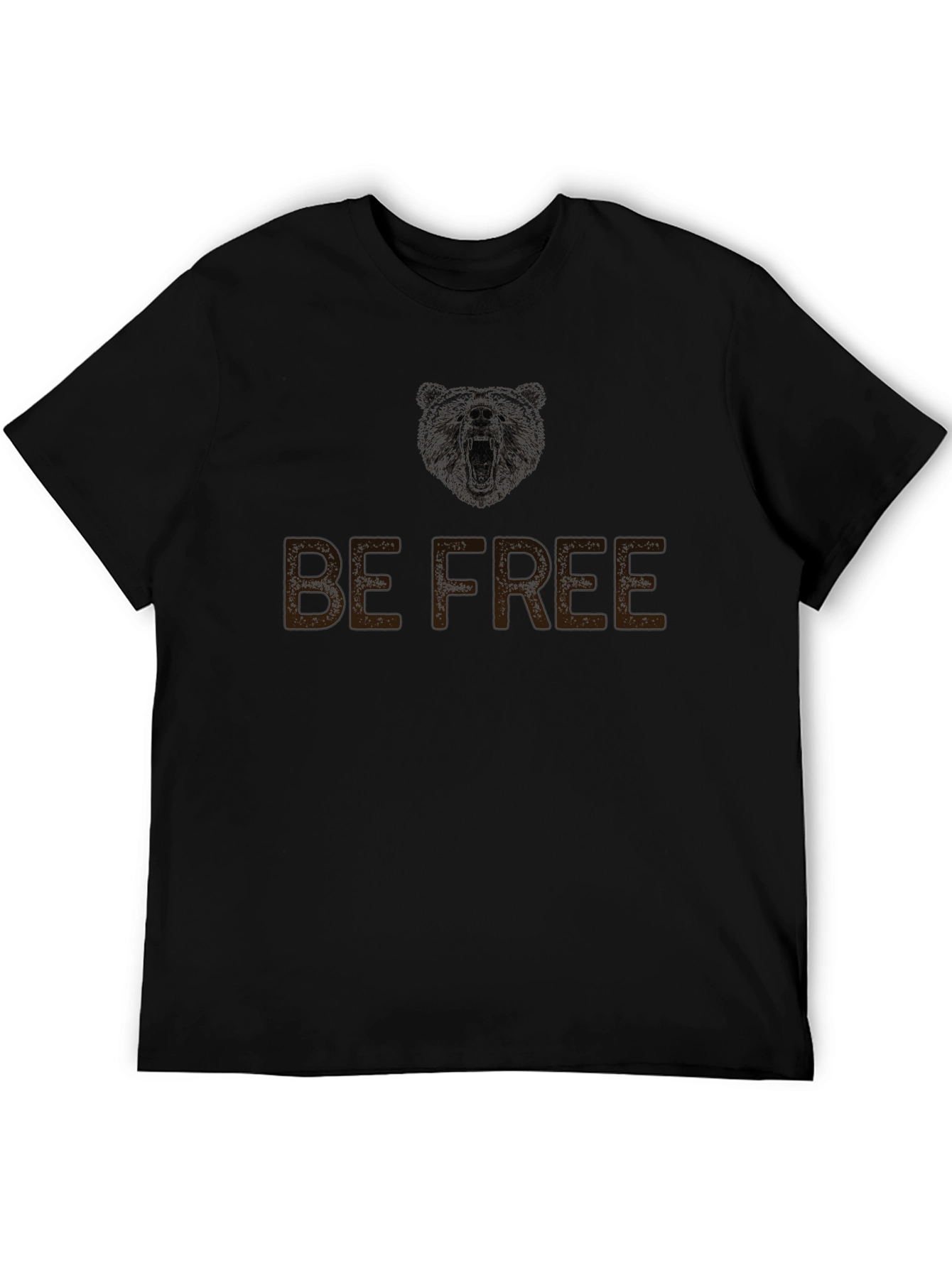 Be Free Bear Graphic Mens Black T-Shirt