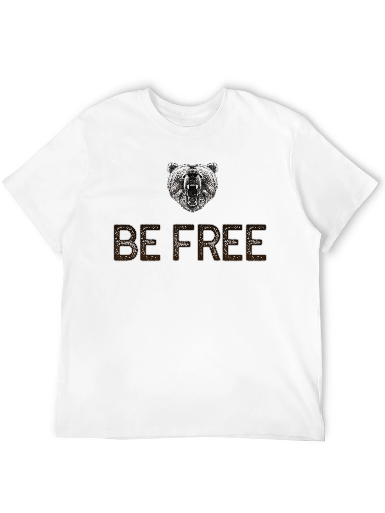 Be Free Bear Graphic Mens Black T-Shirt