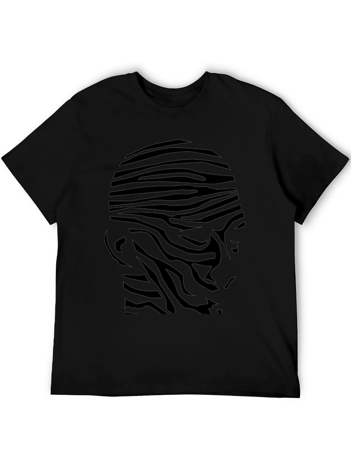 Mens Black Zebra Stripe Head Graphic Tee