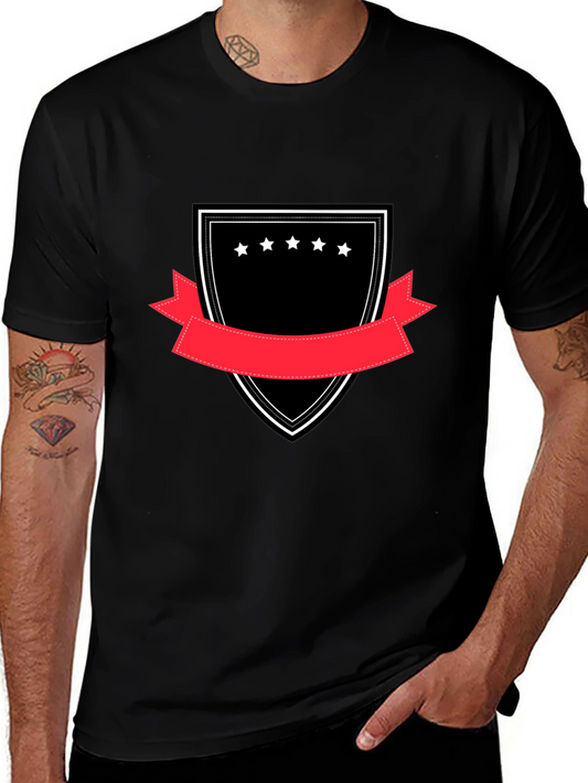 Embroidered Crest Graphic Tee - Black