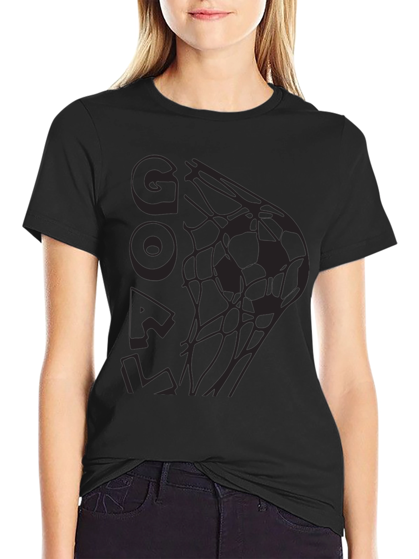 Goal! Soccer Ball Net Graphic T-Shirt - Black