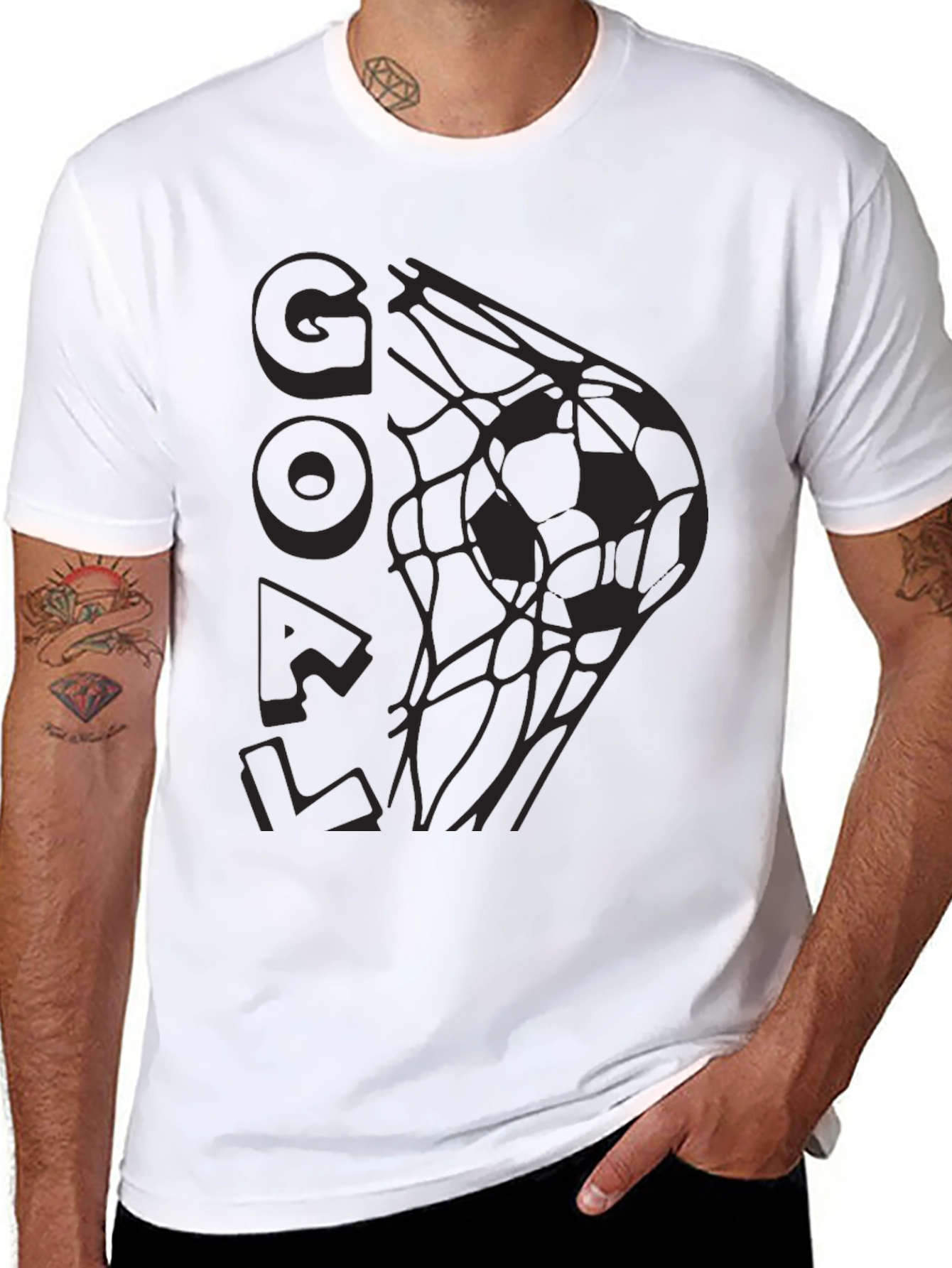 Goal! Soccer Ball Net Graphic T-Shirt - Black