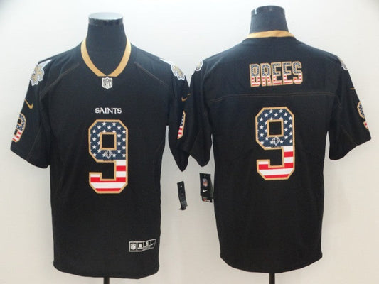 Men's New Orleans Saints #9 Drew Brees Black Player Jerseys