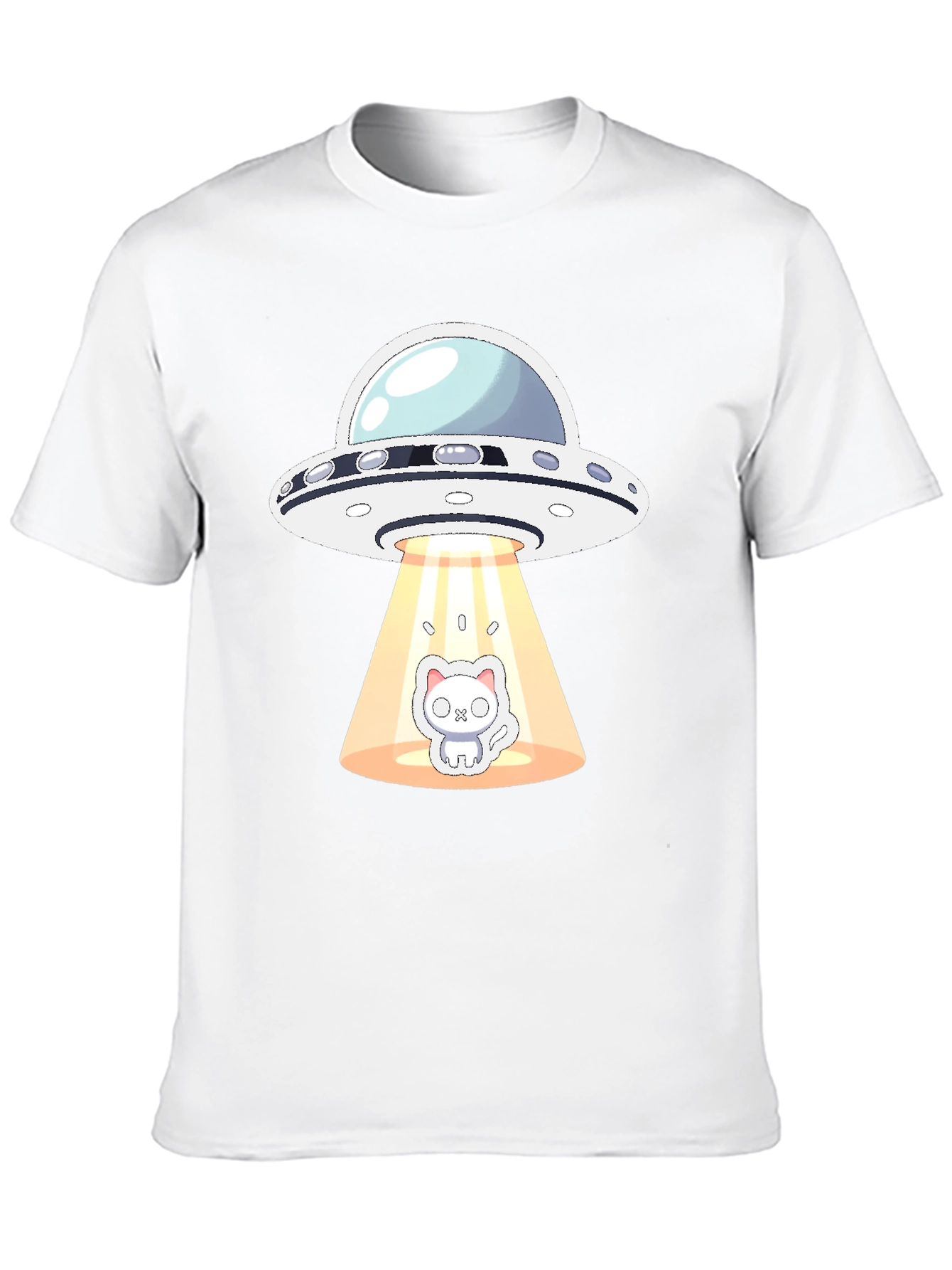 UFO Cat Abduction Black T-Shirt