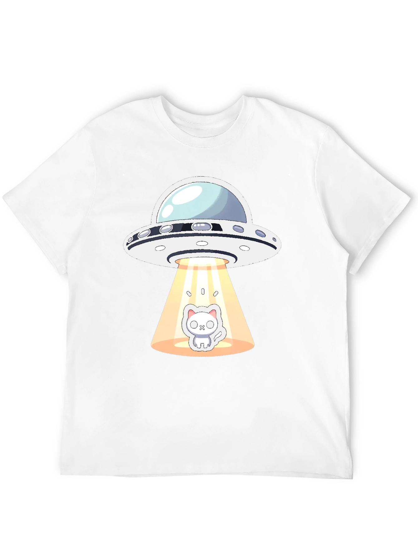 UFO Cat Abduction Black T-Shirt