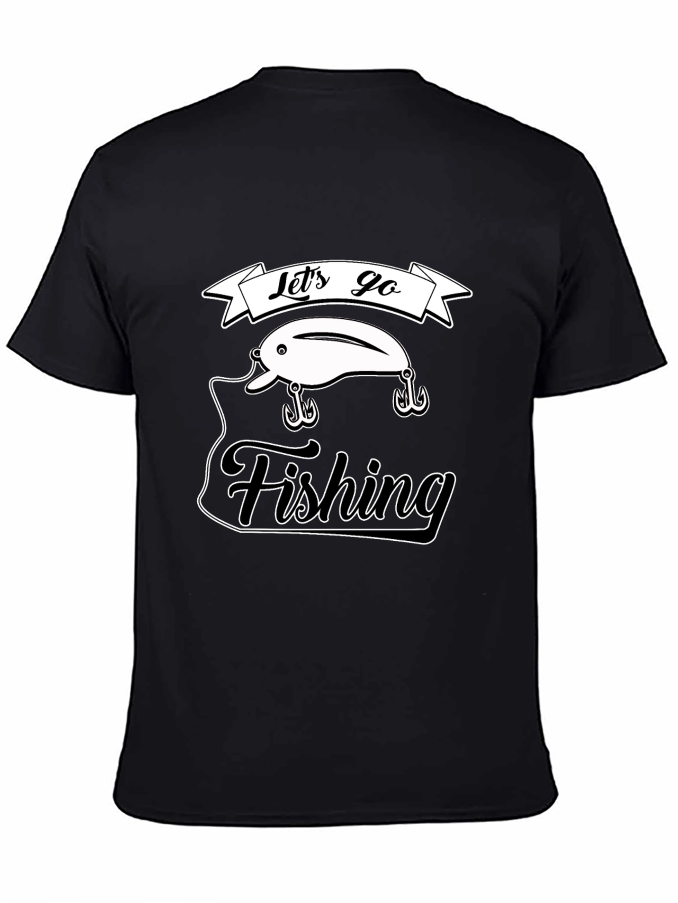 Lets Go Fishing T-Shirt - Black Graphic Tee