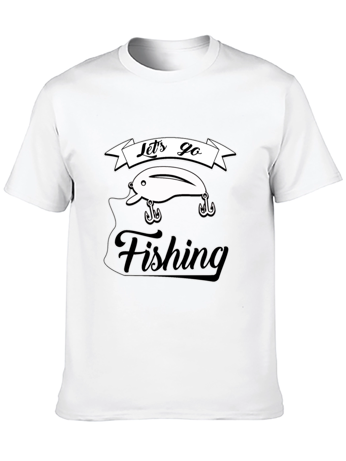 Lets Go Fishing T-Shirt - Black Graphic Tee