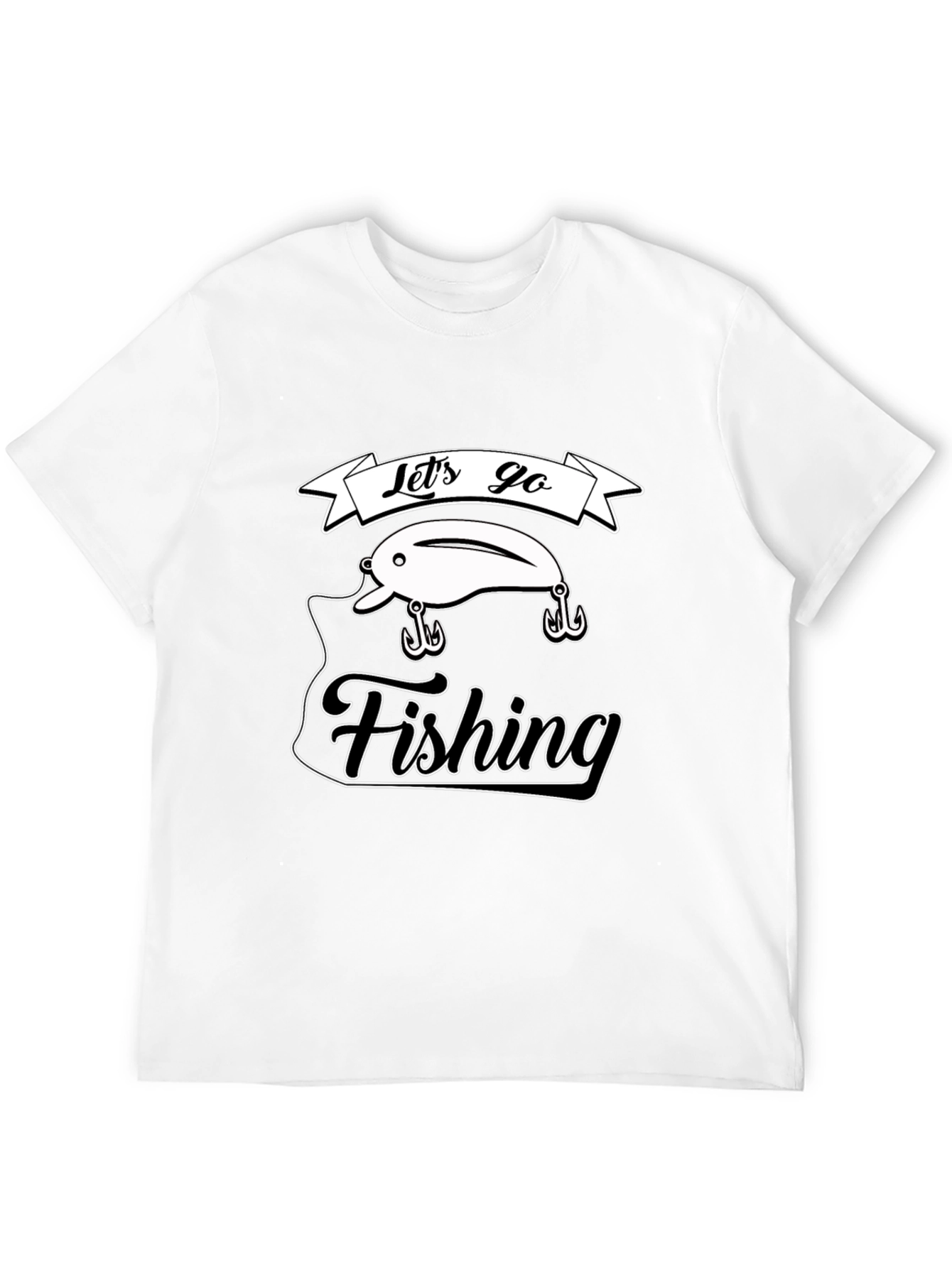 Lets Go Fishing T-Shirt - Black Graphic Tee