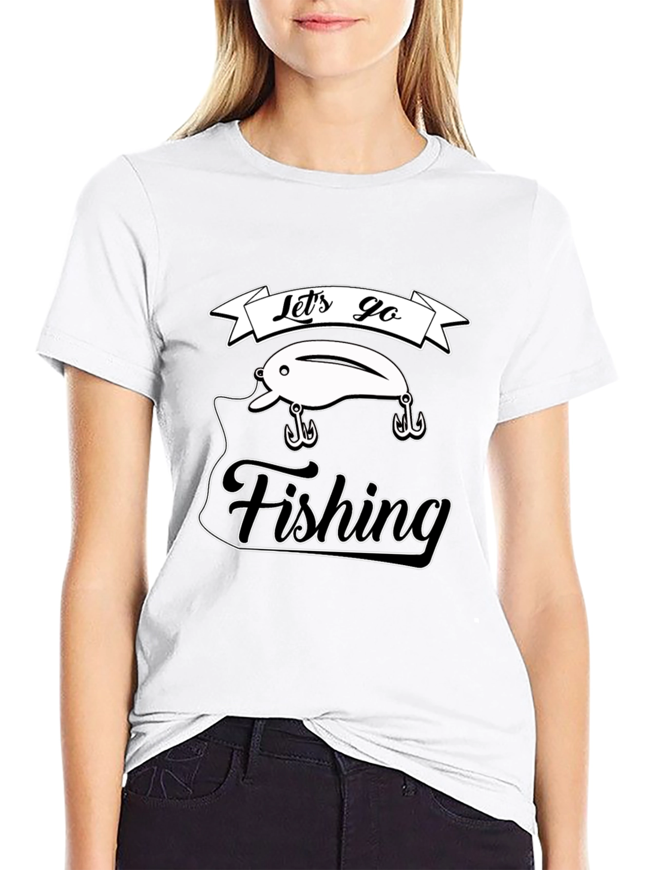 Lets Go Fishing T-Shirt - Black Graphic Tee