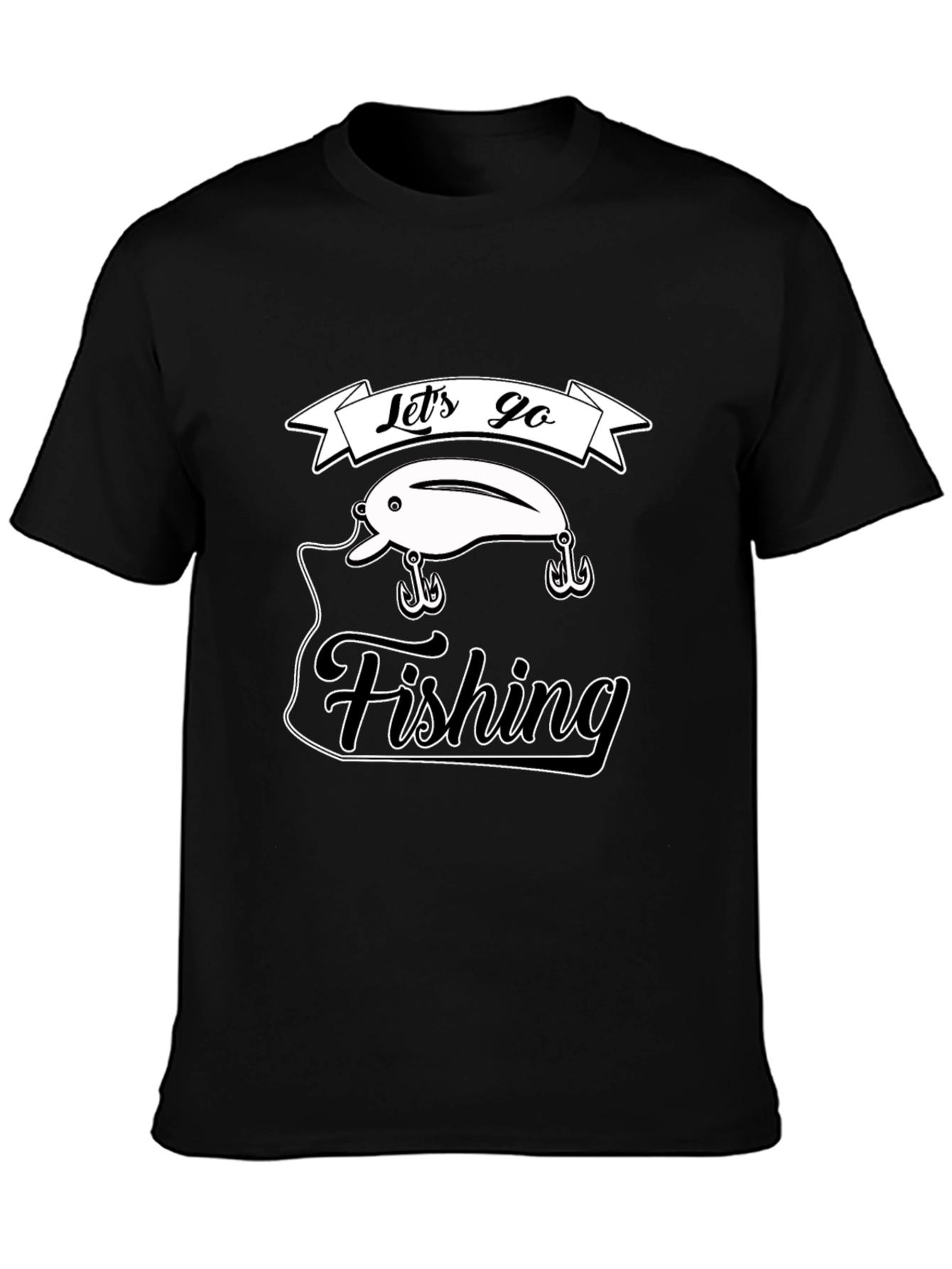 Lets Go Fishing T-Shirt - Black Graphic Tee