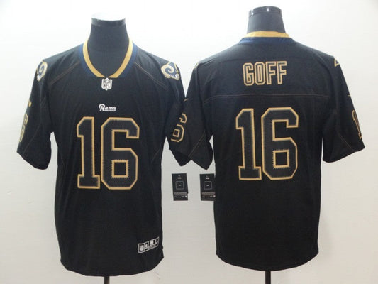 Men's Los Angeles Rams Jared Goff #16 Black Game Jerseys