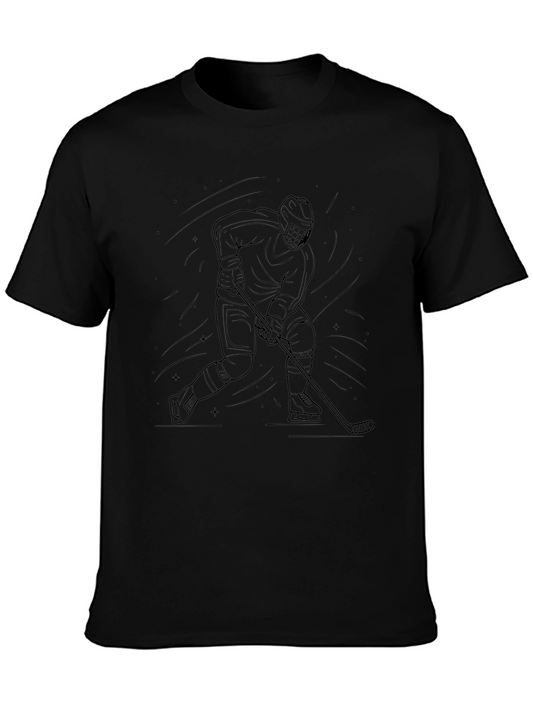 Black Hockey Player Graphic T-Shirt