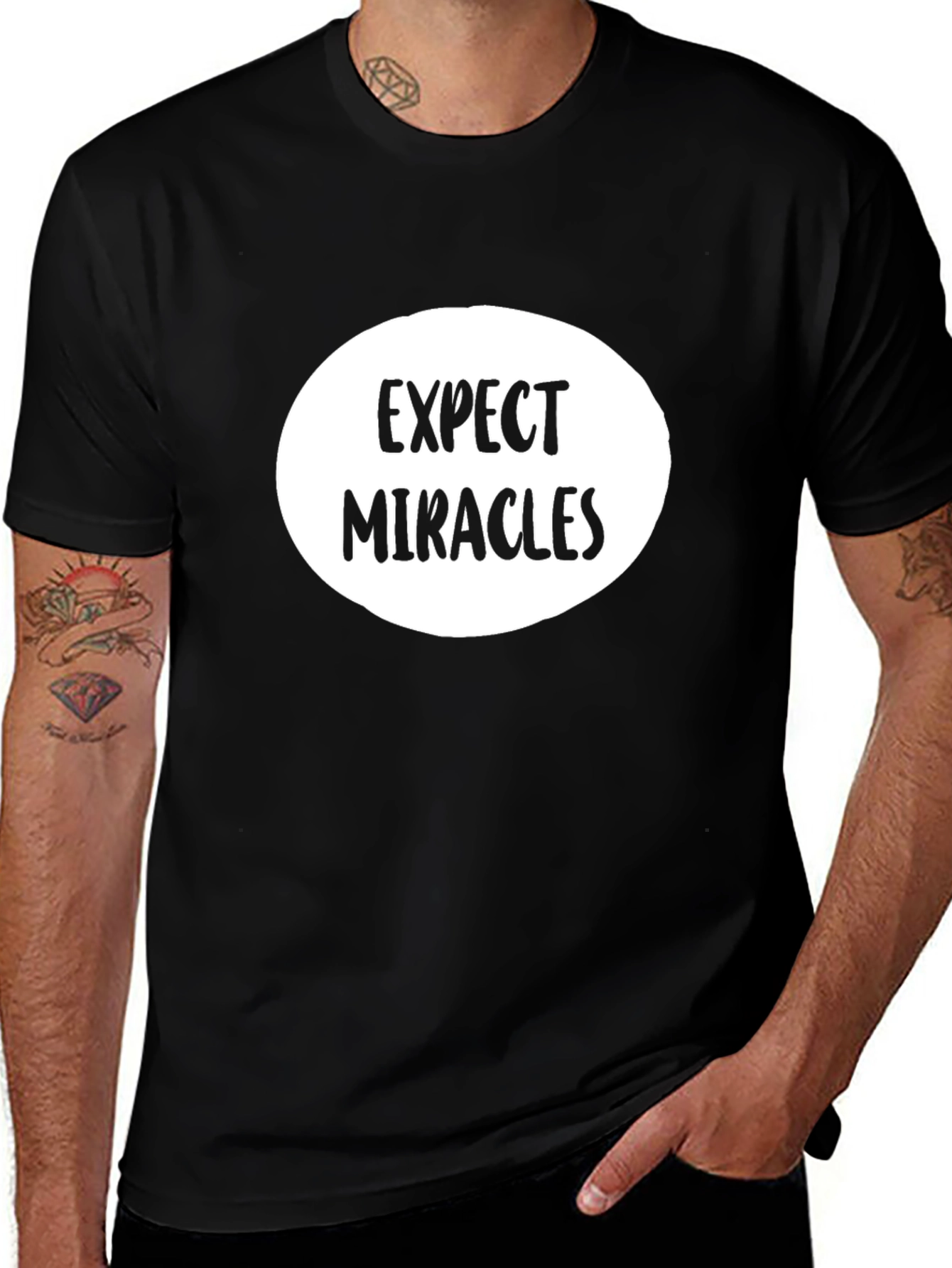 Expect Miracles Graphic Tee - Black Cotton T-Shirt