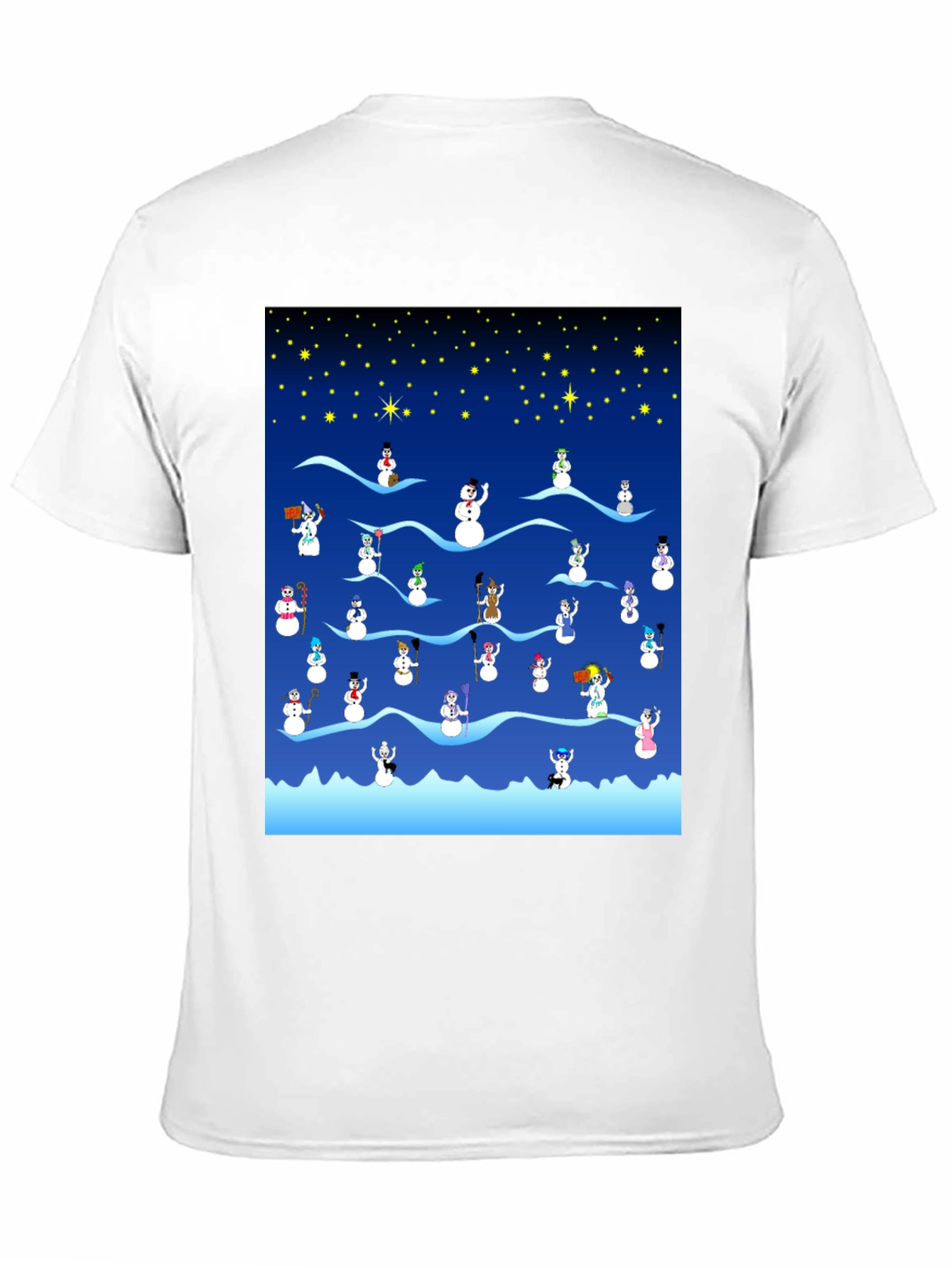 Snowman Scene Black T-Shirt