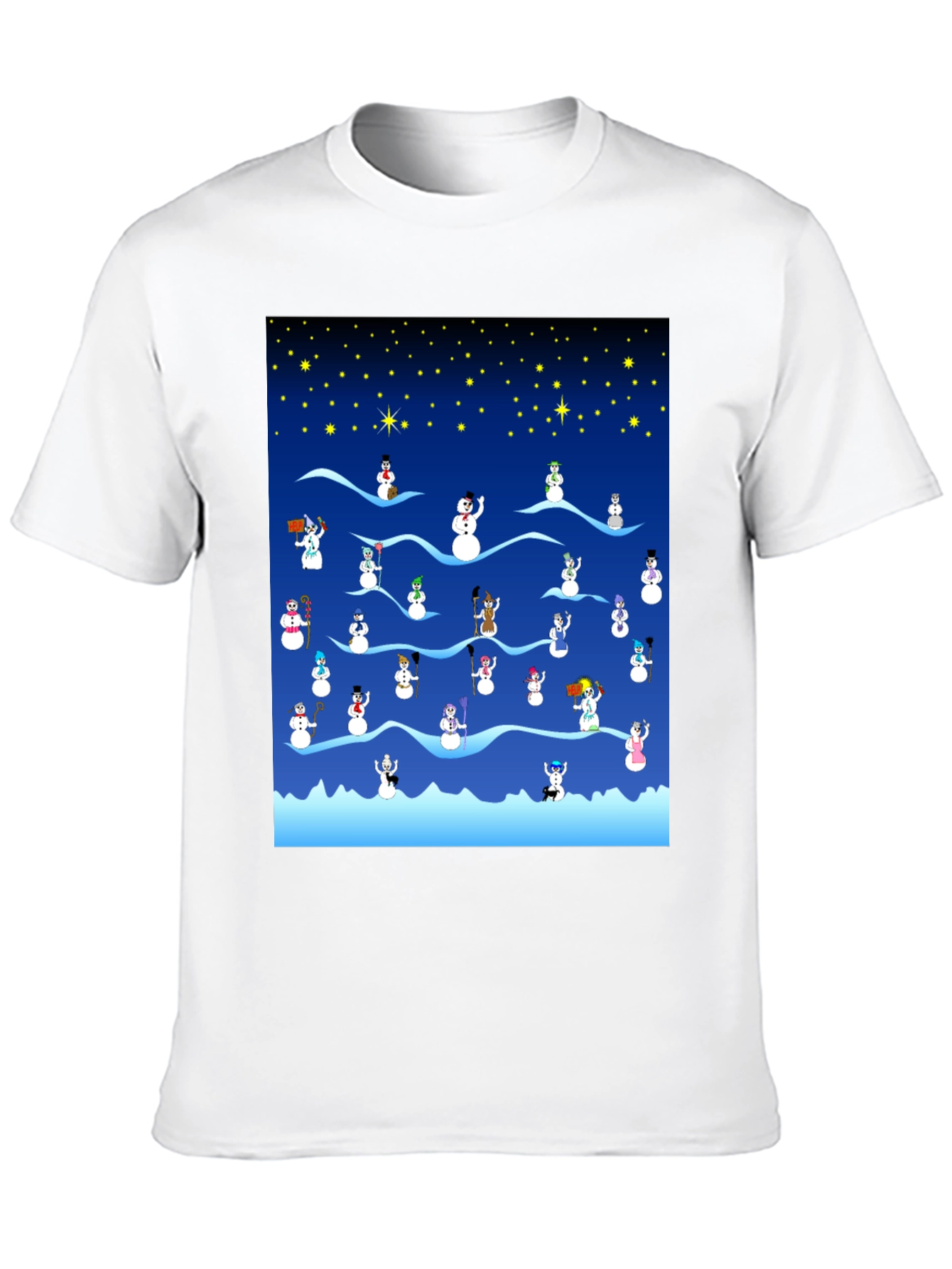 Snowman Scene Black T-Shirt
