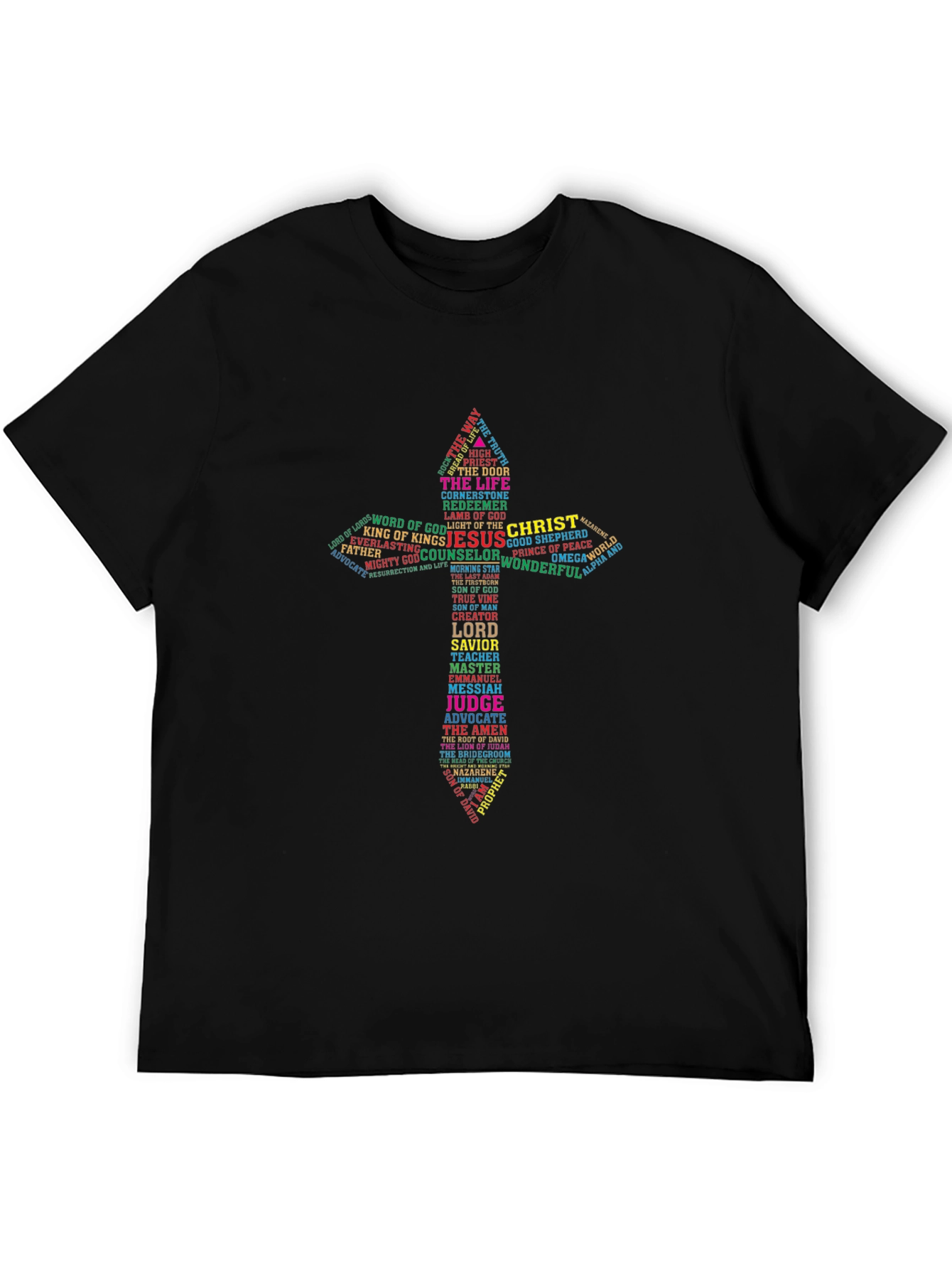 Christian Word Art Cross T-Shirt - Religious Apparel