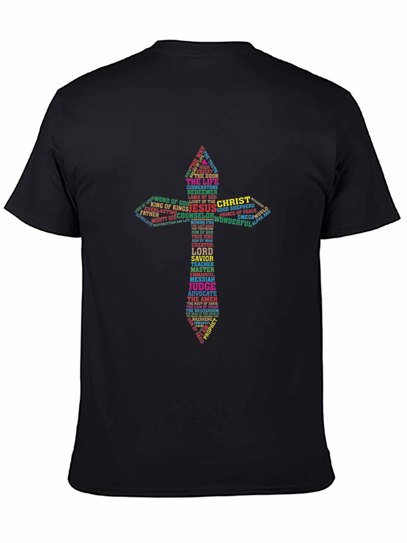Christian Word Art Cross T-Shirt - Religious Apparel