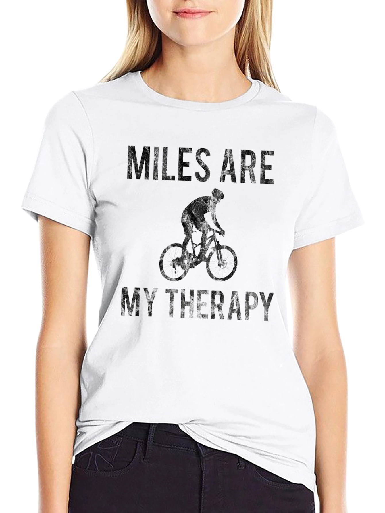 Miles Are My Therapy T-Shirt - Cycling Design