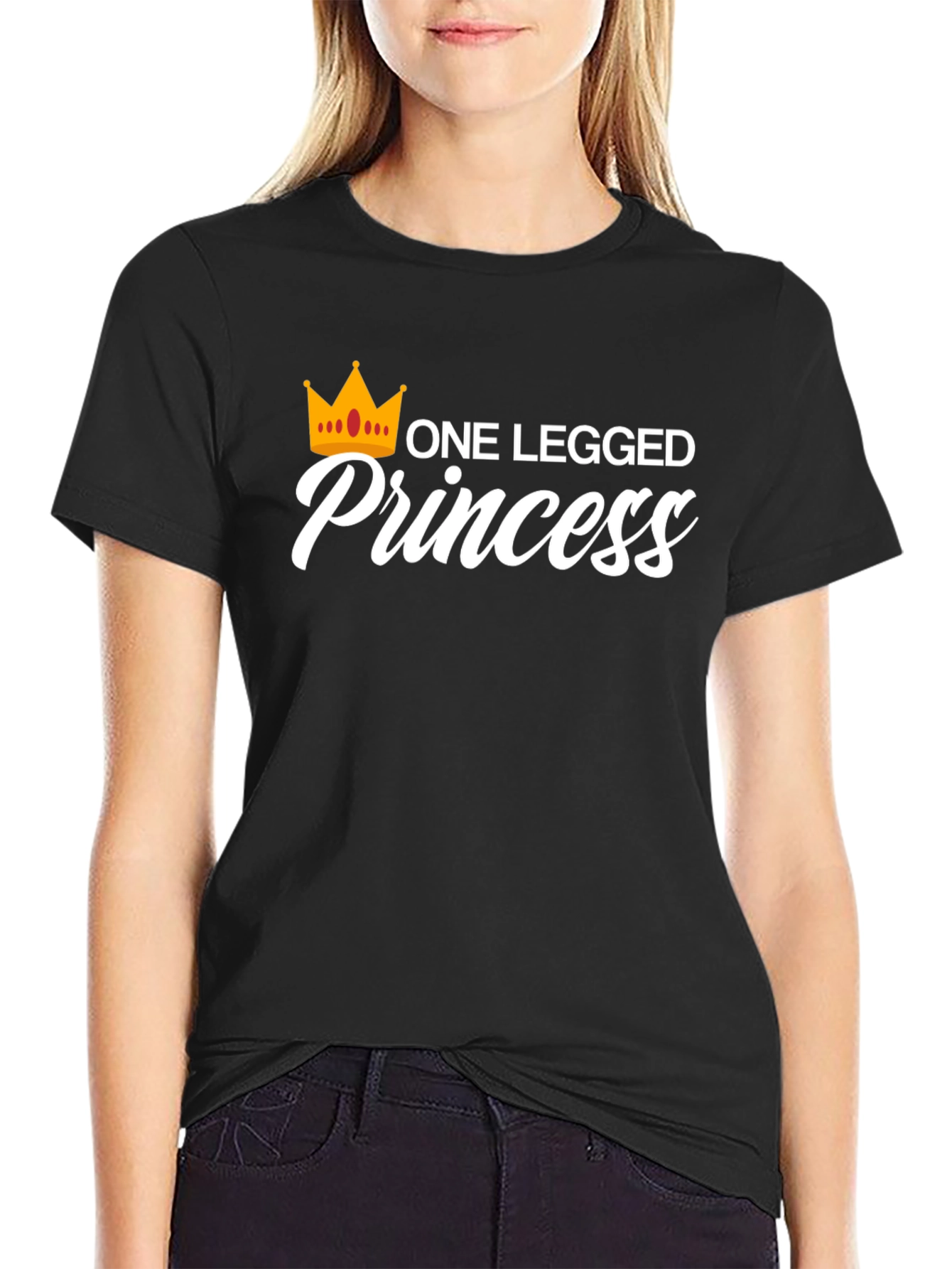 One Legged Princess Black Graphic T-Shirt