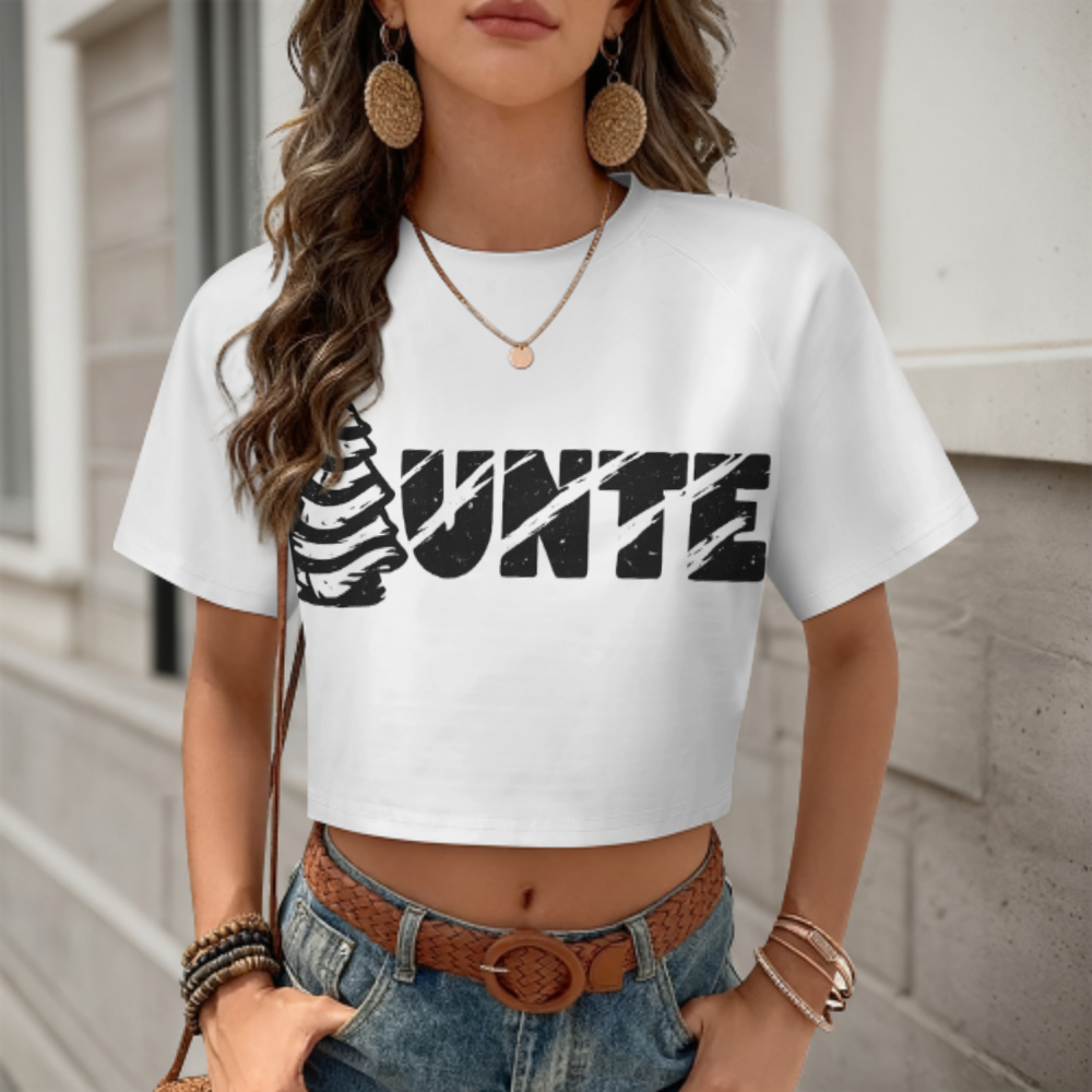 UNTIE Minimalist Graphic Crop T-Shirt – Retro Streetwear Aesthetic Tee for Women(z294)