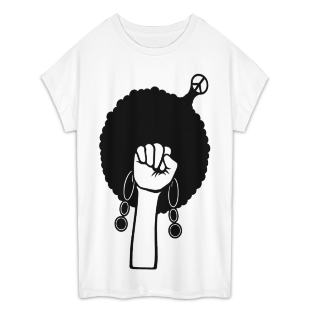 Afro Power Fist Graphic Oversized T-Shirt – Empowerment Streetwear Tee for Women(z282)