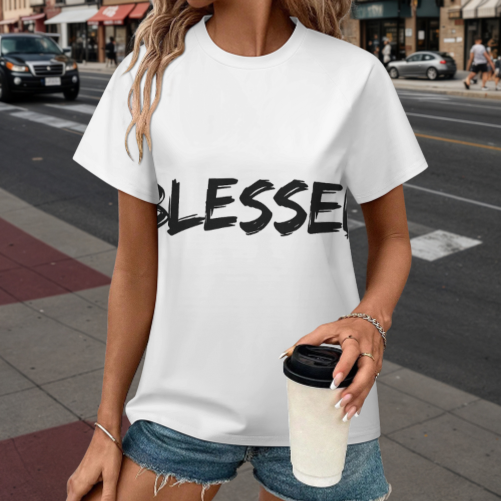 Blessed Brush Script Graphic T-Shirt – Minimal Faith Inspired Streetwear Tee(z307)