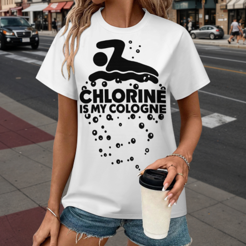 Chlorine Is My Cologne Swimmer Graphic T-Shirt – Funny Swim Team Tee for Pool Lovers(z304)
