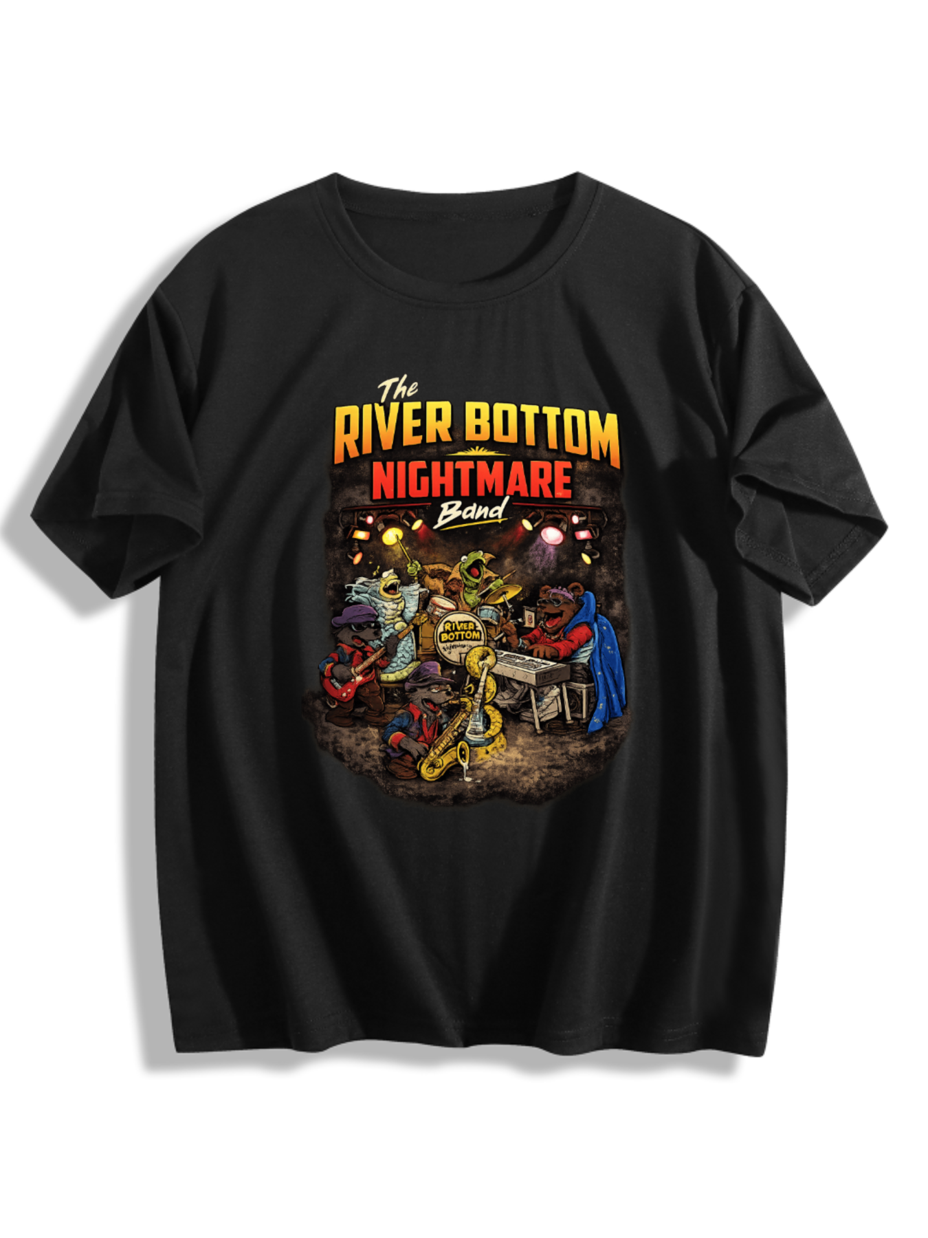 The River Bottom Nightmare Band Vintage Graphic T-Shirt – 220G Heavyweight Cotton Retro Music Tee