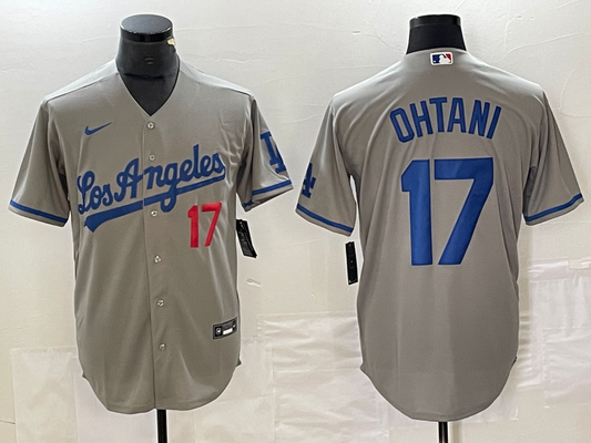 Men's Los Angeles Dodgers Shohei Ohtani #17 Gray Replica Team Jerseys