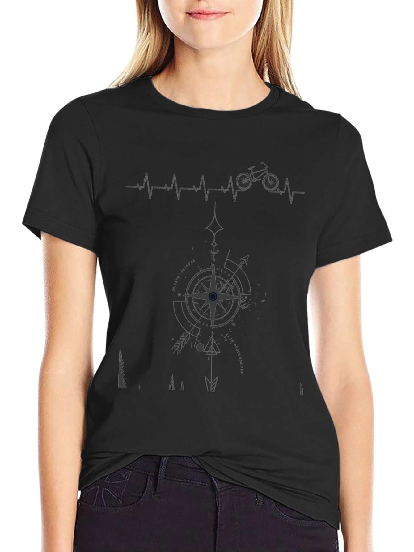 Mens Graphic Tee - Biking Compass Design