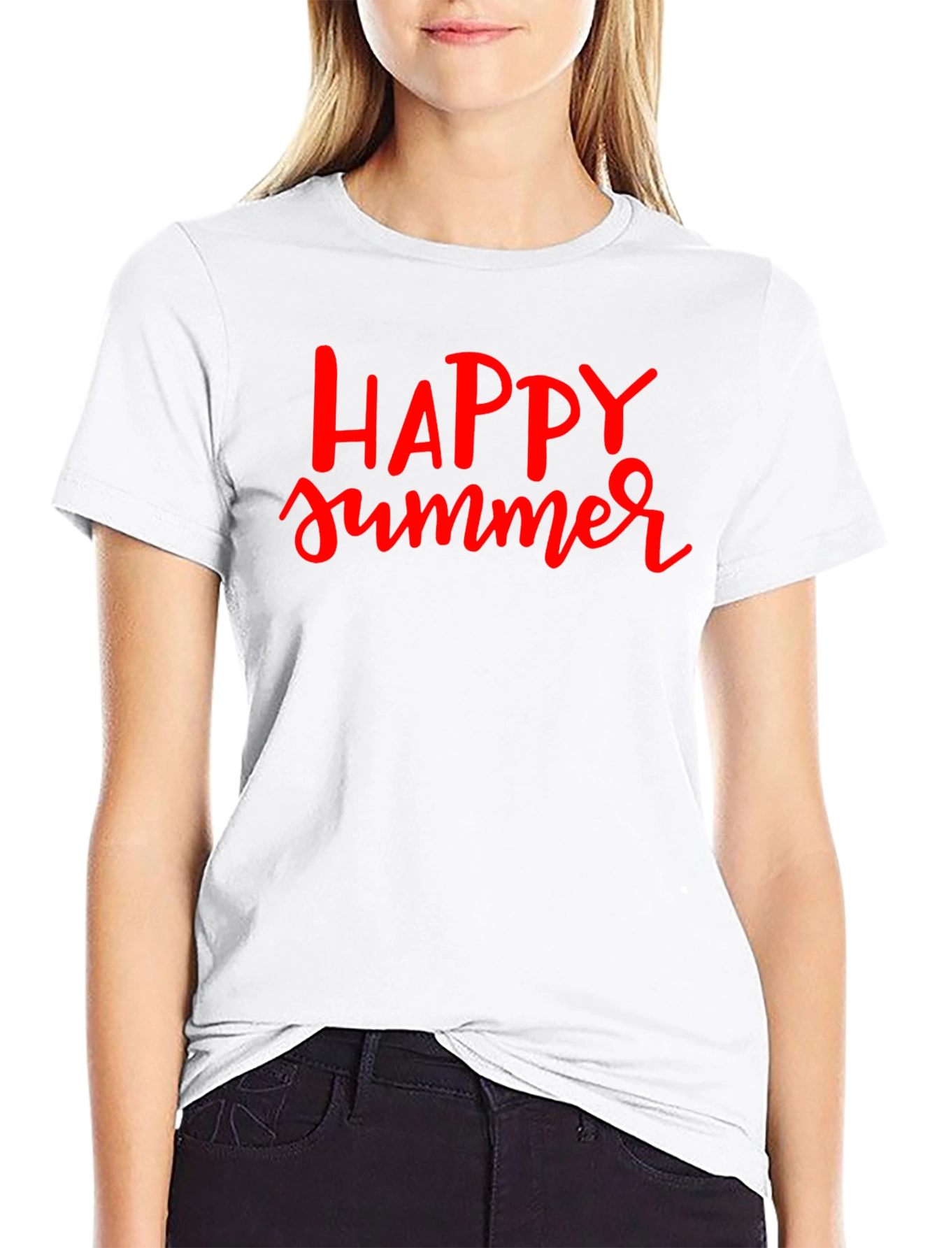Happy Summer Graphic Tee - Black Cotton T-Shirt