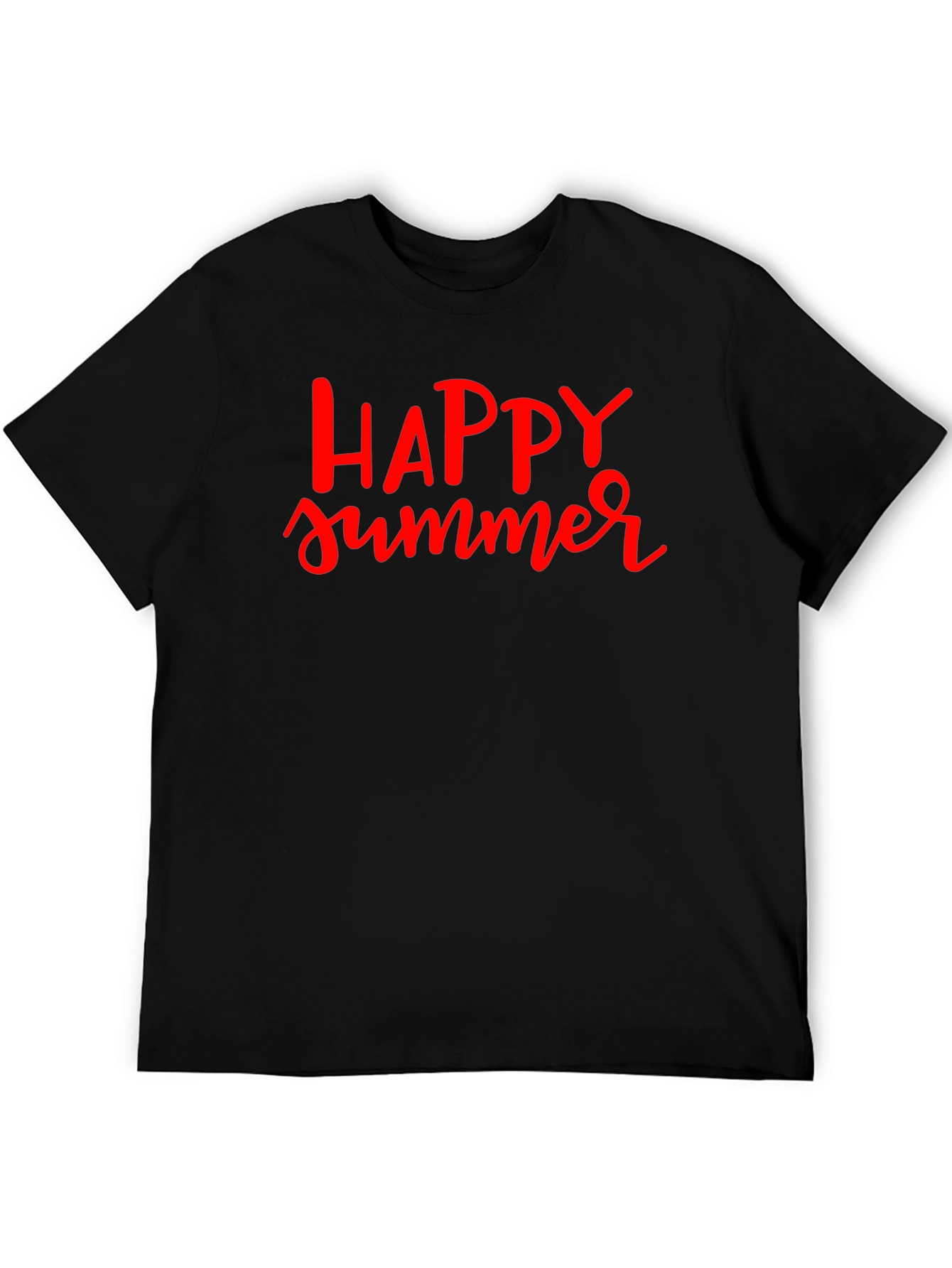 Happy Summer Graphic Tee - Black Cotton T-Shirt