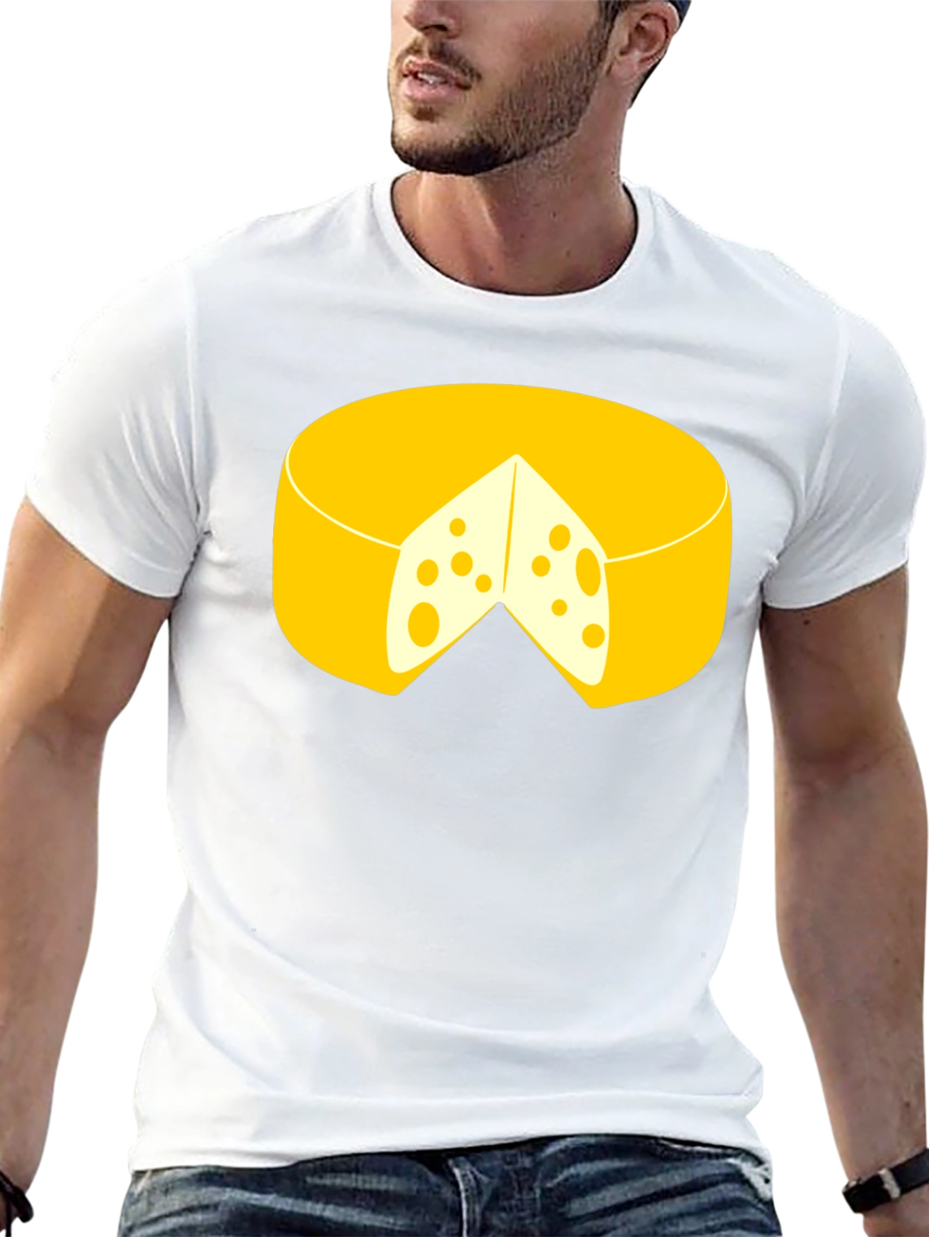 Funny Cheese Graphic Black T-Shirt