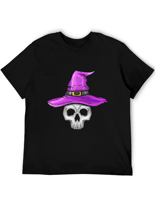 Skull in Witch Hat Halloween T-Shirt