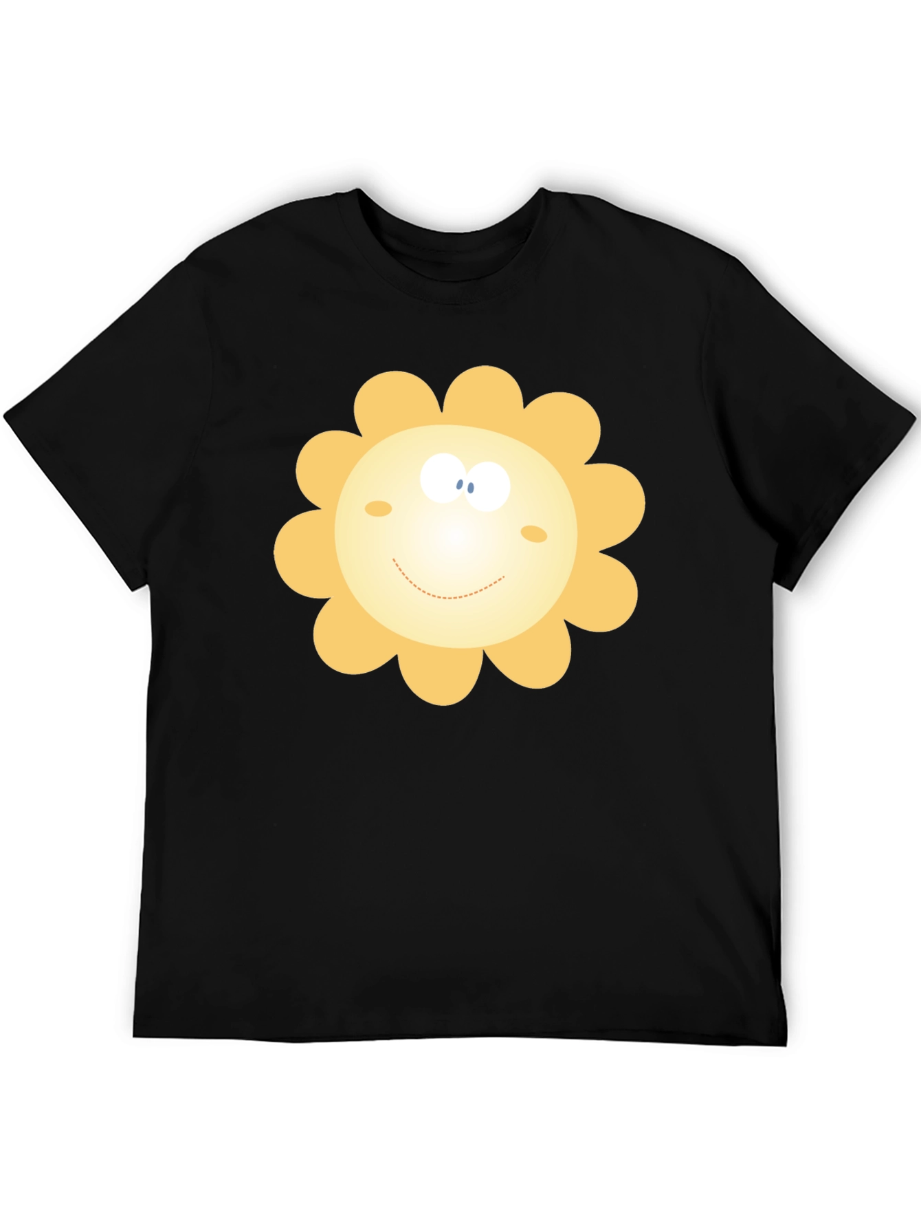 Happy Sunflower Graphic Black T-Shirt