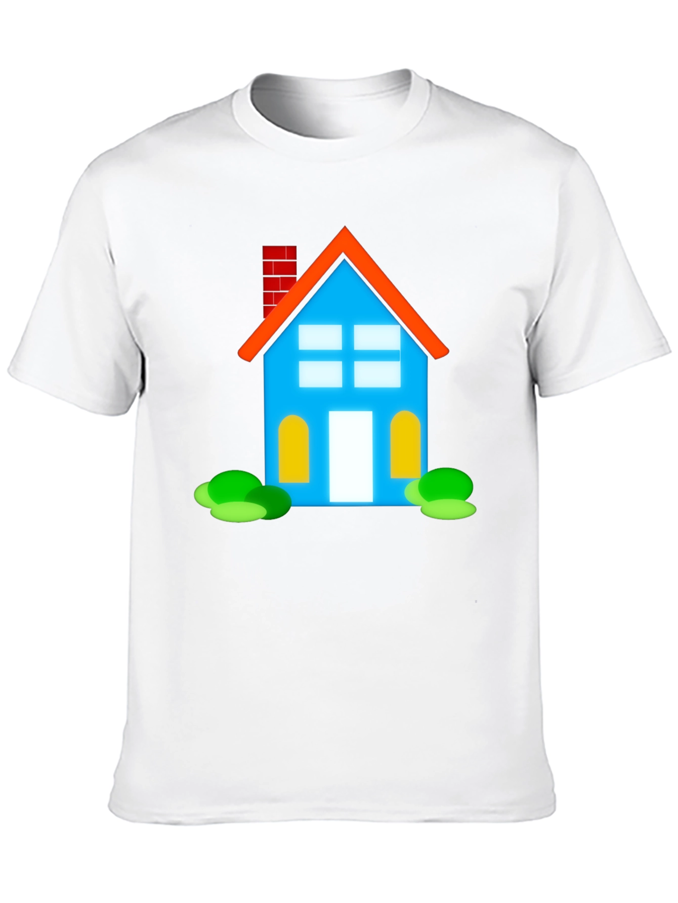 Cartoon House Graphic Tee - Black Cotton Casual Shirt