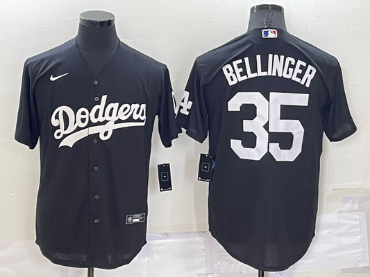 Men's Los Angeles Dodgers Cody Bellinger #35 Black Replica Baseball Jerseys