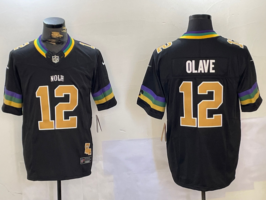 Men's New Orleans Saints Chris Olave #12 Black Team Game Jerseys