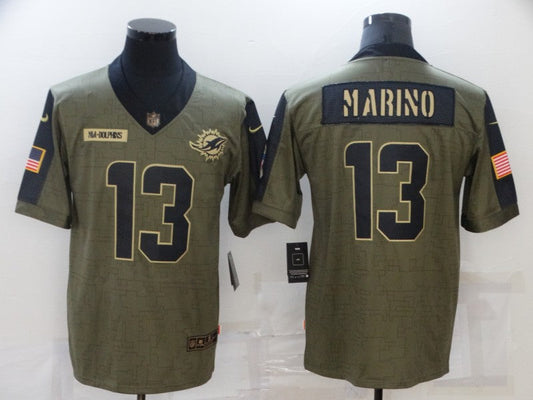 Men's Miami Dolphins Dan Marino #13 Brown Player Game Jerseys