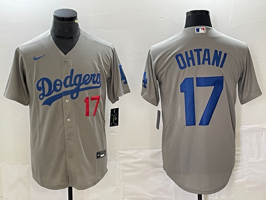 Men's Los Angeles Dodgers Shohei Ohtani #17 Gray Replica Player Jerseys