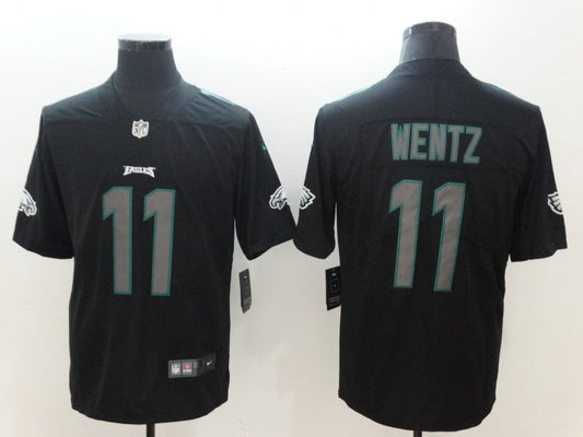 Men's Philadelphia Eagles #11 Carson Wentz Black Team Game Jerseys