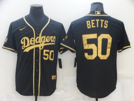Men's Los Angeles Dodgers Mookie Betts #50 Black Game Player Jerseys