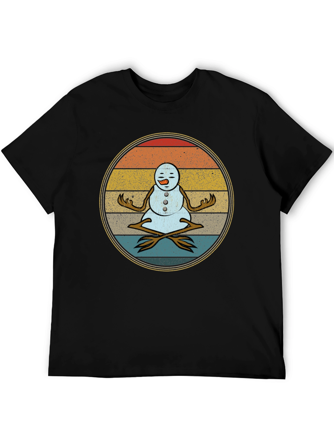 Zen Snowman T-Shirt - Meditating Holiday Tee