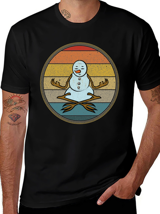 Zen Snowman T-Shirt - Meditating Holiday Tee
