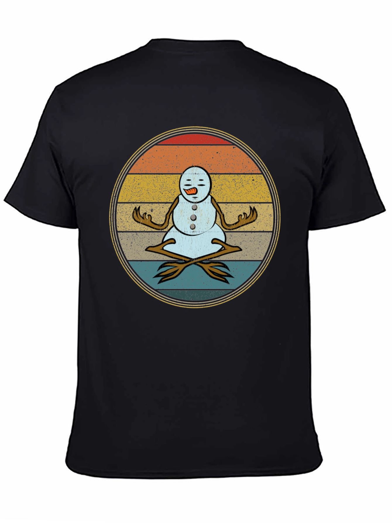 Zen Snowman T-Shirt - Meditating Holiday Tee